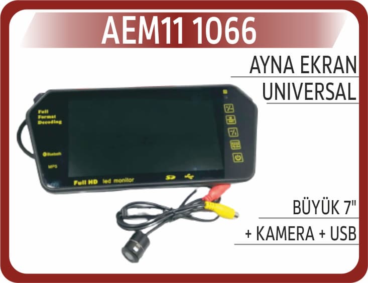 AYNA EKRAN BÜYÜK 7" + KAMERA + USB
