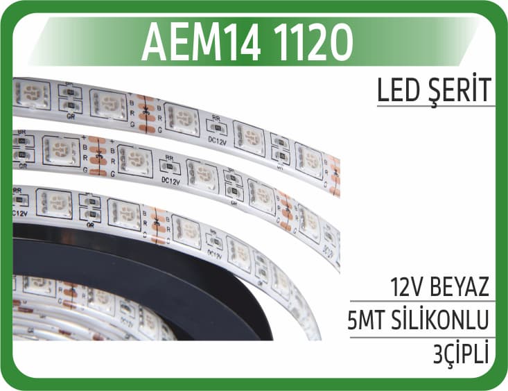 LED ŞERİT 12V BEYAZ 5MT SİLİKONLU 3ÇİPLİ
