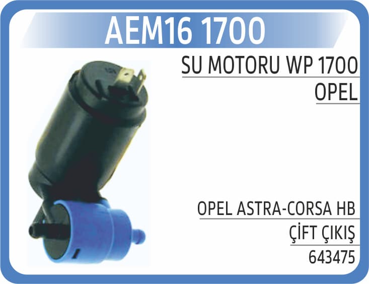 SU MOTORU WP 1700 OPEL ASTRA-CORSA HB ÇİFT ÇIKIŞ