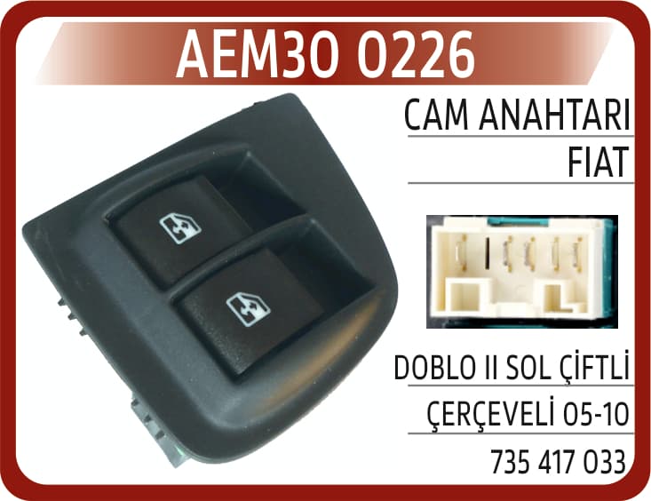 CAM ANAHTARI FIAT DOBLO II SOL ÇİFTLİ ÇERÇEVELİ 05