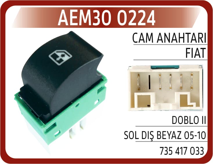 CAM ANAHTARI FIAT DOBLO II SOL DIŞ BEYAZ 05-10
