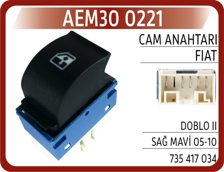 CAM ANAHTARI FIAT DOBLO II SAĞ MAVİ 05-10
