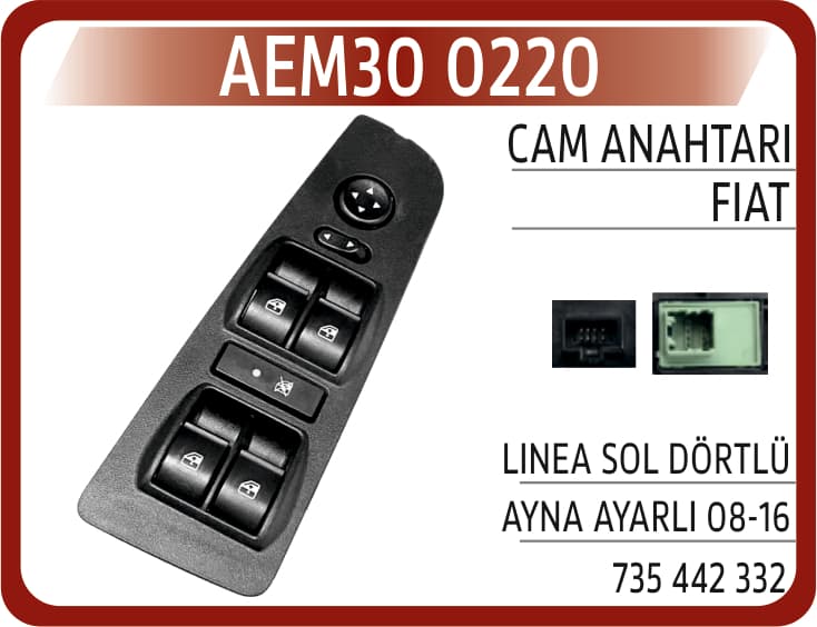 CAM ANAHTARI FIAT LINEA SOL DÖRTLÜ AYNA AYARLI 08-