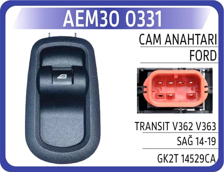 CAM ANAHTARI FORD TRANSIT V362 V363 SAĞ 14-19