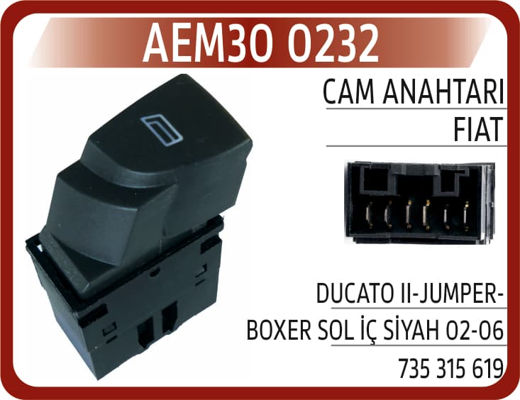 CAM ANAHTARI FIAT DUCATO II-JUMPER-BOXER SOL İÇ Sİ