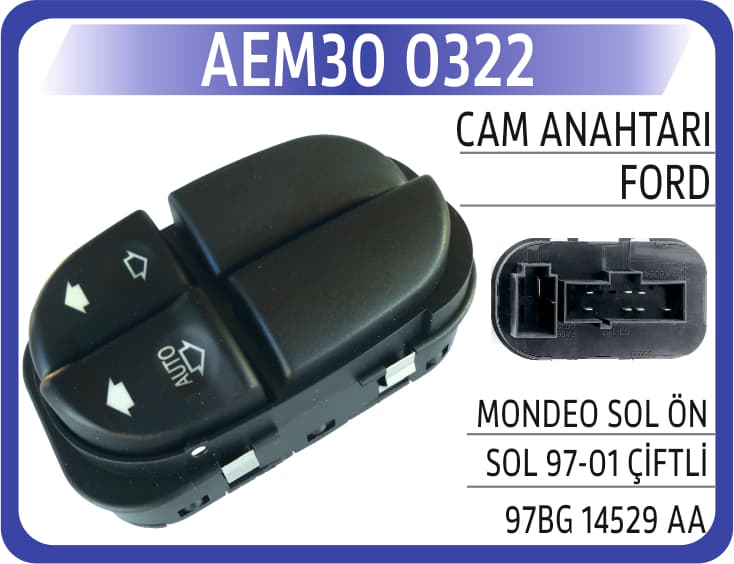 CAM ANAHTARI FORD MONDEO SOL ÖN SOL 97-01 ÇİFTLİ