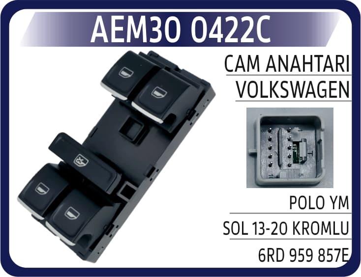 CAM ANAHTARI VW POLO YM SOL 13-20 KROMLU