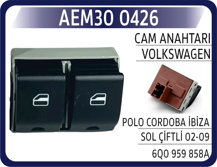 CAM ANAHTARI VW POLO CORDOBA İBİZA SOL ÇİFTLİ 02-0